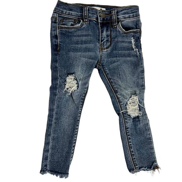 Cotton On Kids Drea Jean Medium Wash Distressed Skinny Jeans Size 2 - Picture 2 of 4